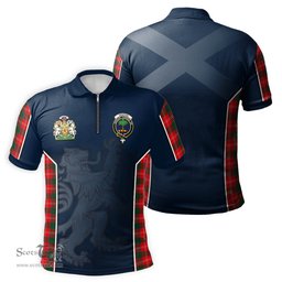 ScotsTee Shop Scottish Fenton Clan Scottish Crest and Scottish Lion Rampant Sport Tartan Zipper Polo Shirt
