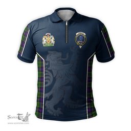 ScotsTee Shop Scottish Forsyth Modern Clan Scottish Crest and Scottish Lion Rampant Sport Tartan Zipper Polo Shirt