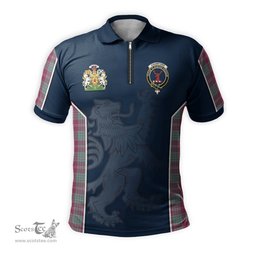 ScotsTee Shop Scottish Crawford Ancient Clan Scottish Crest and Scottish Lion Rampant Sport Tartan Zipper Polo Shirt