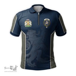ScotsTee Shop Scottish Haig Clan Scottish Crest and Scottish Lion Rampant Sport Tartan Zipper Polo Shirt