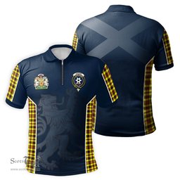 ScotsTee Shop Scottish Jardine Modern Clan Scottish Crest and Scottish Lion Rampant Sport Tartan Zipper Polo Shirt