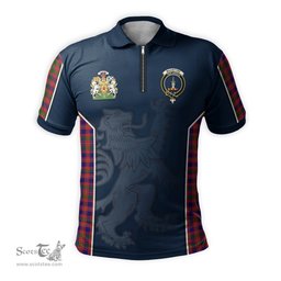 ScotsTee Shop Scottish MacIntyre Modern Clan Scottish Crest and Scottish Lion Rampant Sport Tartan Zipper Polo Shirt