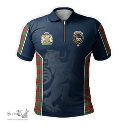 ScotsTee Shop Scottish MacDonald of Kingsburgh Clan Scottish Crest and Scottish Lion Rampant Sport Tartan Zipper Polo Shirt