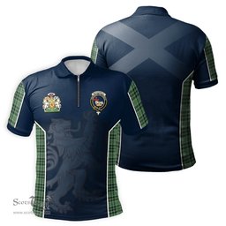 ScotsTee Shop Scottish MacDonald Lord of the Isles Hunting Clan Scottish Crest and Scottish Lion Rampant Sport Tartan Zipper Polo Shirt