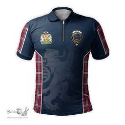 ScotsTee Shop Scottish Little Clan Scottish Crest and Scottish Lion Rampant Sport Tartan Zipper Polo Shirt