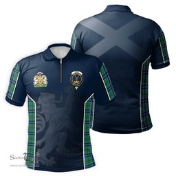 ScotsTee Shop Scottish Keith Ancient Clan Scottish Crest and Scottish Lion Rampant Sport Tartan Zipper Polo Shirt