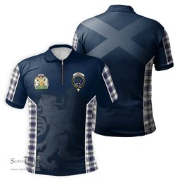ScotsTee Shop Scottish Hannay Modern Clan Scottish Crest and Scottish Lion Rampant Sport Tartan Zipper Polo Shirt