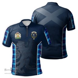 ScotsTee Shop Scottish McKerrell Clan Scottish Crest and Scottish Lion Rampant Sport Tartan Zipper Polo Shirt