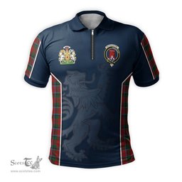 ScotsTee Shop Scottish MacNaughton Clan Scottish Crest and Scottish Lion Rampant Sport Tartan Zipper Polo Shirt