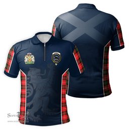 ScotsTee Shop Scottish Nesbitt Modern Clan Scottish Crest and Scottish Lion Rampant Sport Tartan Zipper Polo Shirt