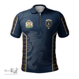 ScotsTee Shop Scottish MacLellan Modern Clan Scottish Crest and Scottish Lion Rampant Sport Tartan Zipper Polo Shirt