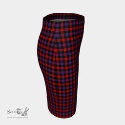 Scottish Brown Modern Clan Tartan Womens Pencil Skirt Tartan Fitted Skirt