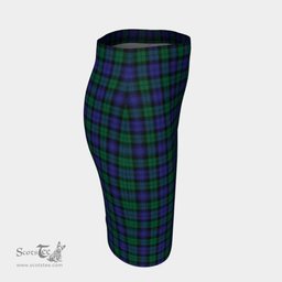 Scottish Blackwatch Modern Clan Tartan Womens Pencil Skirt Tartan Fitted Skirt