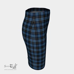 Scottish Clergy Blue Clan Tartan Womens Pencil Skirt Tartan Fitted Skirt