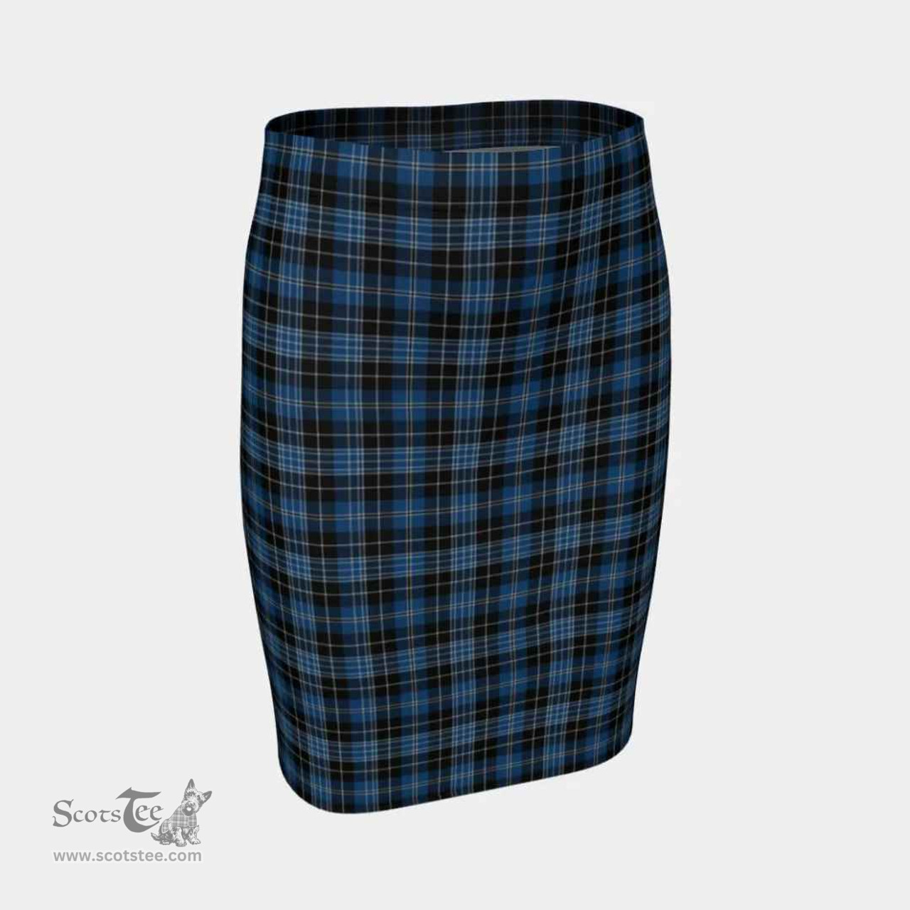 Scottish Clergy Blue Clan Tartan Womens Pencil Skirt Tartan Fitted Skirt