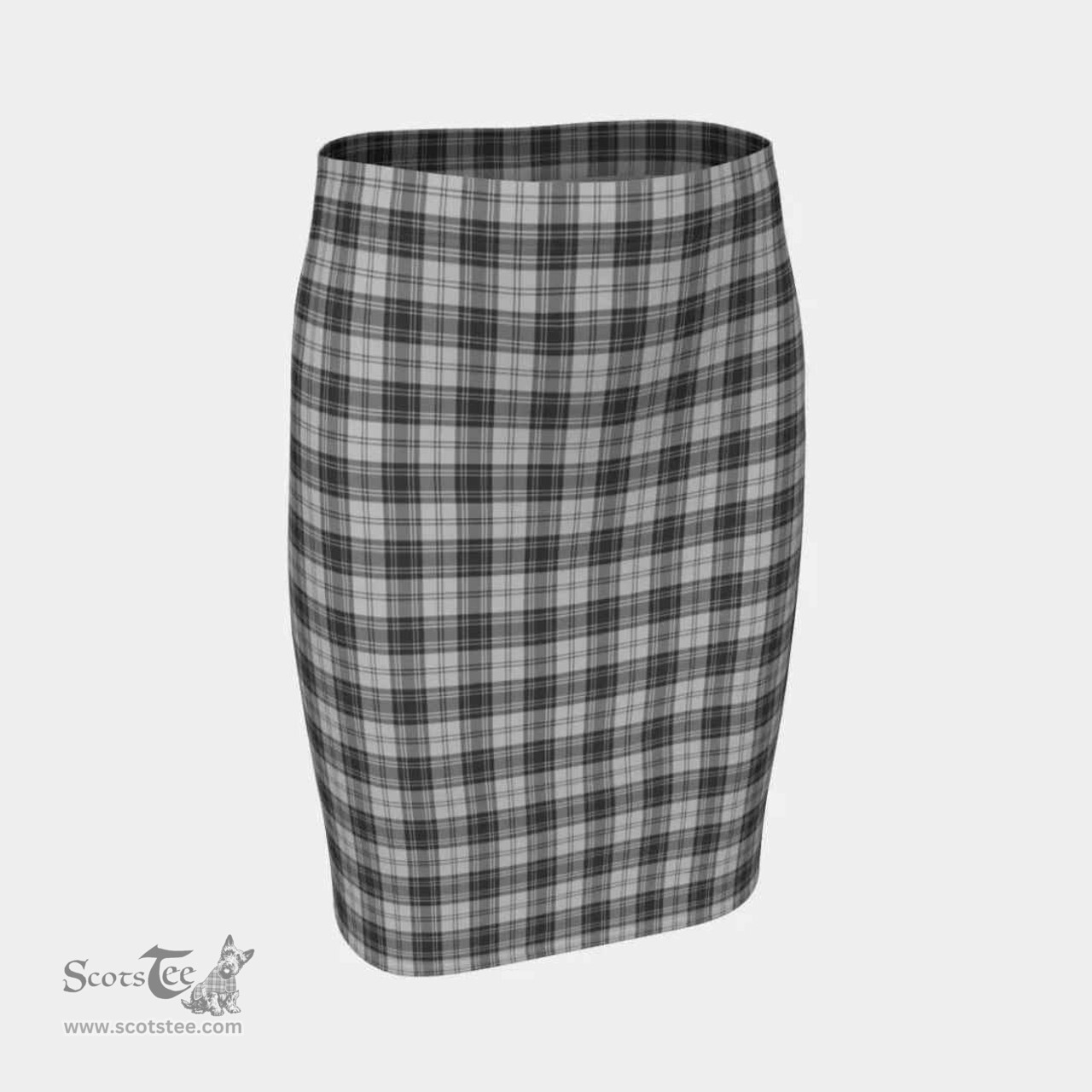 Scottish Douglas Grey Modern Clan Tartan Womens Pencil Skirt Tartan Fitted Skirt