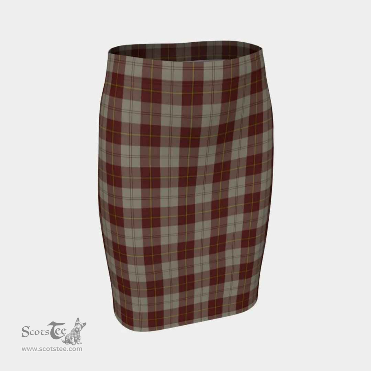 Scottish Cunningham Burgundy Dancers Clan Tartan Womens Pencil Skirt Tartan Fitted Skirt