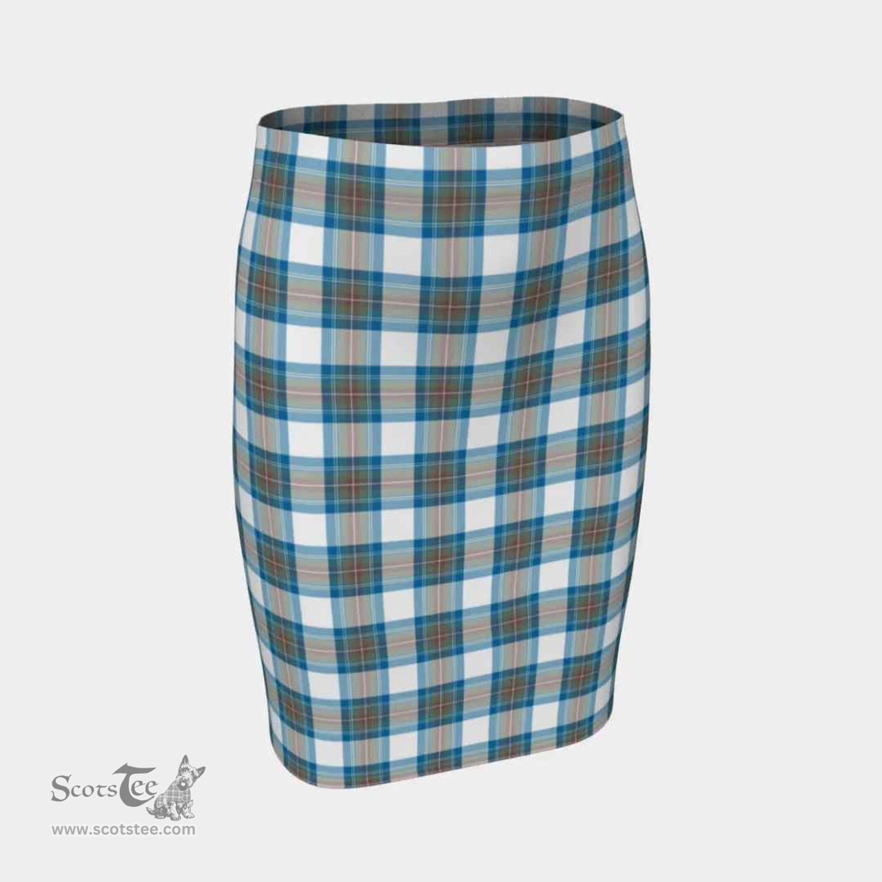 Scottish Stewart Muted Blue Clan Tartan Womens Pencil Skirt Tartan Fitted Skirt