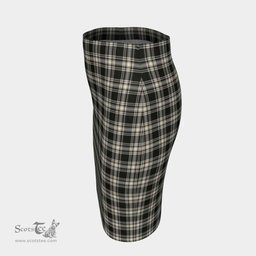 Scottish Menzies Black & White Ancient Clan Tartan Womens Pencil Skirt Tartan Fitted Skirt