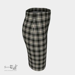 Scottish Menzies Black & White Ancient Clan Tartan Womens Pencil Skirt Tartan Fitted Skirt