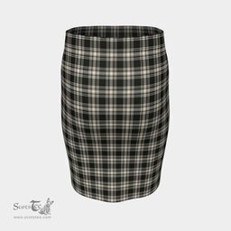 Scottish Menzies Black & White Ancient Clan Tartan Womens Pencil Skirt Tartan Fitted Skirt