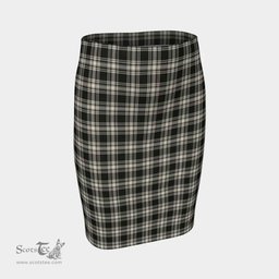 Scottish Menzies Black & White Ancient Clan Tartan Womens Pencil Skirt Tartan Fitted Skirt