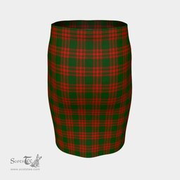 Scottish Menzies Green Modern Clan Tartan Womens Pencil Skirt Tartan Fitted Skirt