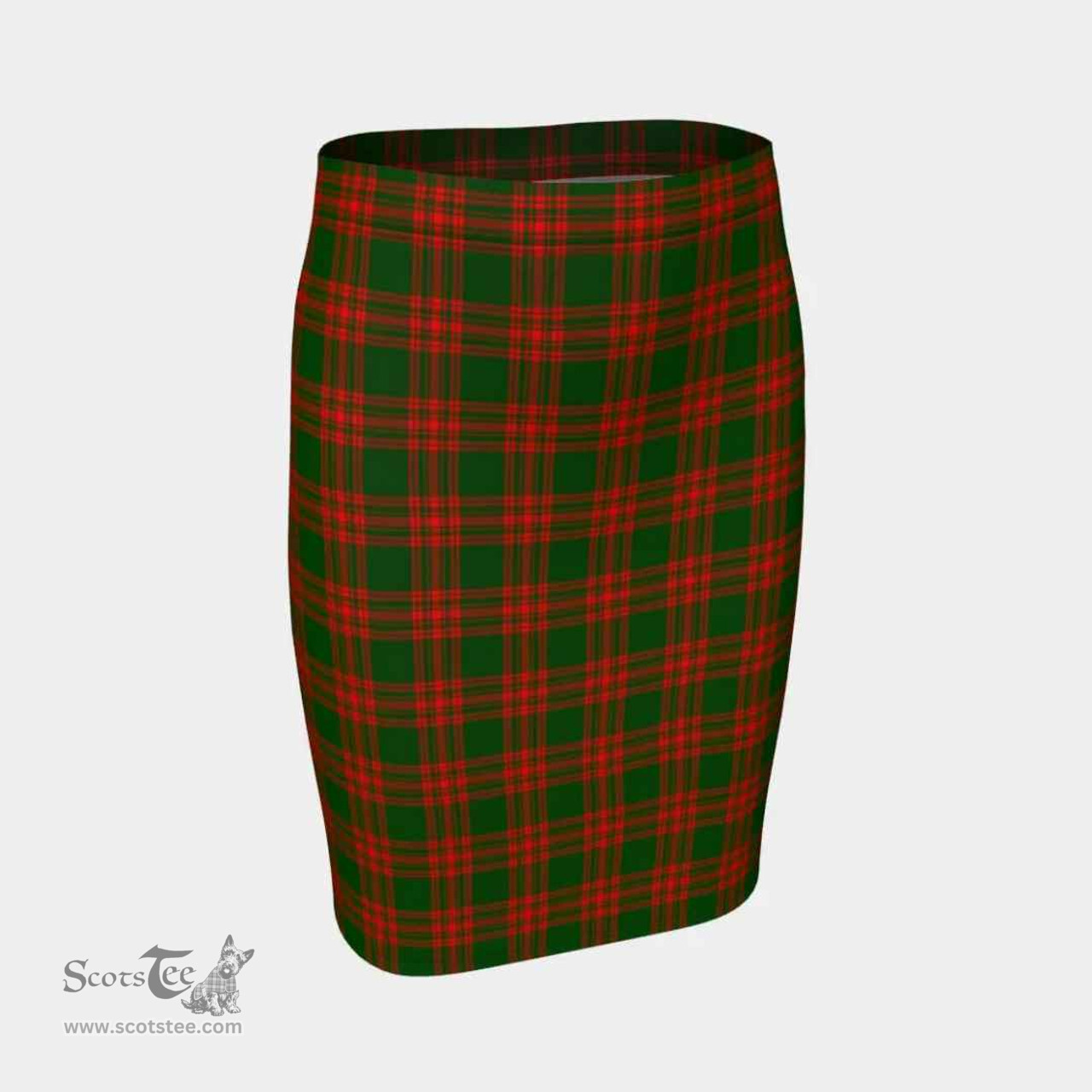 Scottish Menzies Green Modern Clan Tartan Womens Pencil Skirt Tartan Fitted Skirt