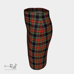Scottish Stewart Black Clan Tartan Womens Pencil Skirt Tartan Fitted Skirt