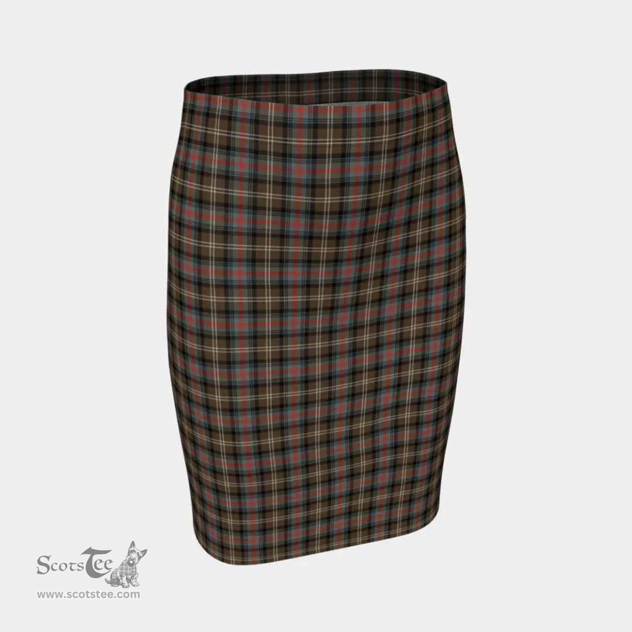 Scottish Sutherland Weathered Clan Tartan Womens Pencil Skirt Tartan Fitted Skirt