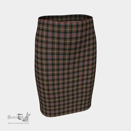 Scottish Sutherland Weathered Clan Tartan Womens Pencil Skirt Tartan Fitted Skirt