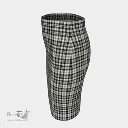 Scottish Scott Black & White Ancient Clan Tartan Womens Pencil Skirt Tartan Fitted Skirt