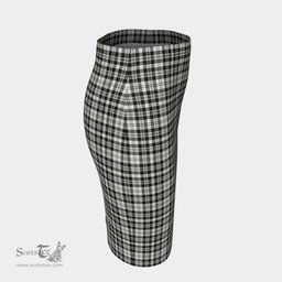 Scottish Scott Black & White Ancient Clan Tartan Womens Pencil Skirt Tartan Fitted Skirt