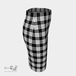 Scottish MacFarlane Black & White Clan Tartan Womens Pencil Skirt Tartan Fitted Skirt