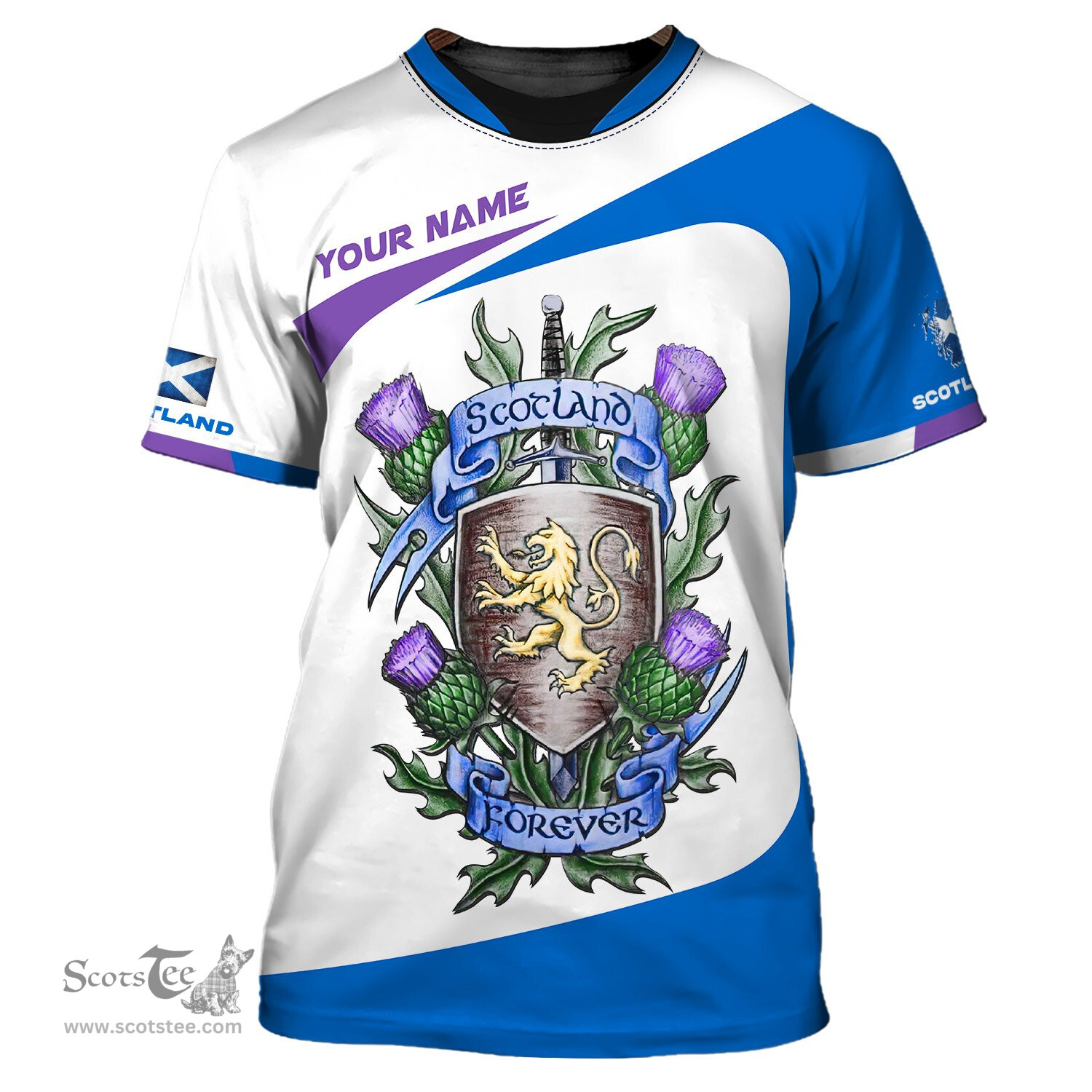 ScotsTee Shop Scotland Personalized Thistle Lion Forever Scottish Shirt Scotland Flag