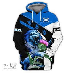 ScotsTee Shop Scotland Personalized Scottish Lion Thistle Forever Scotland Flag Shirt