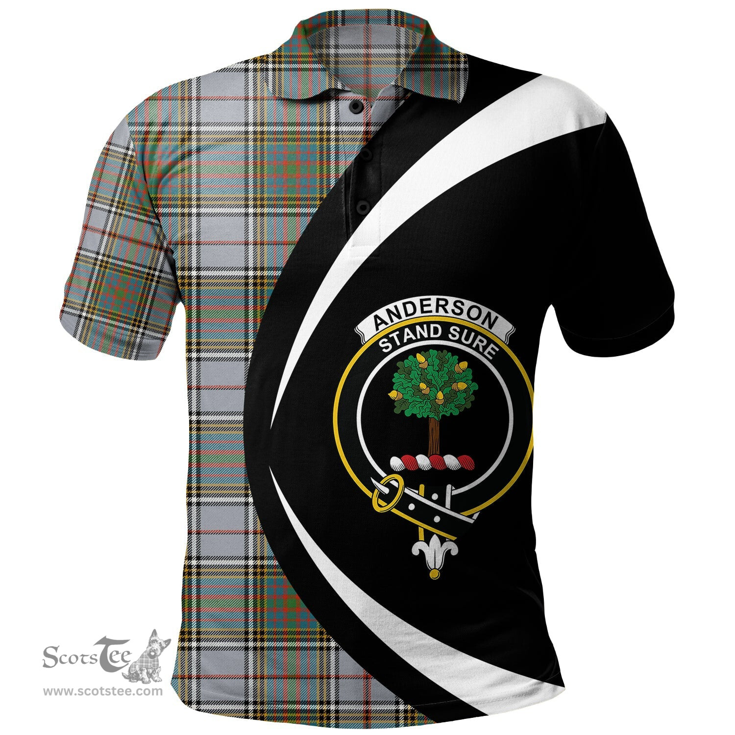 ScotsTee Shop Scottish Anderson Ross Ancient Clan Crest Personalized Tartan Polo Shirt Circle Style Back Shirt with Your Text