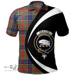 ScotsTee Shop Scottish Beaton Modern Clan Crest Personalized Tartan Polo Shirt Circle Style Back Shirt with Your Text