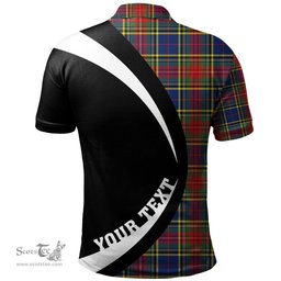 ScotsTee Shop Scottish Beaton Modern Clan Crest Personalized Tartan Polo Shirt Circle Style Back Shirt with Your Text
