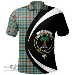 ScotsTee Shop Scottish Bisset Ancient Clan Crest Personalized Tartan Polo Shirt Circle Style Back Shirt with Your Text
