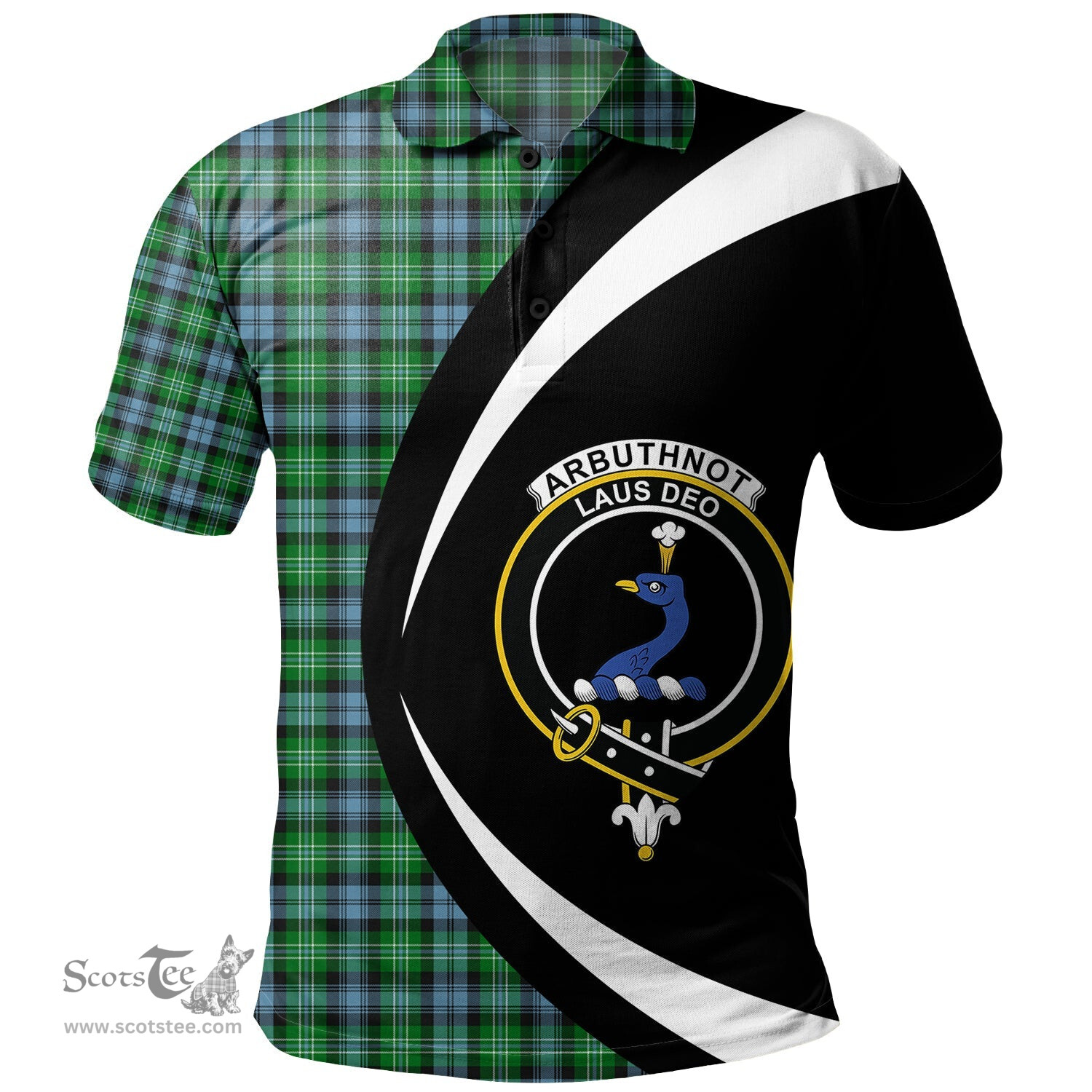 ScotsTee Shop Scottish Arbuthnot Ancient Clan Crest Personalized Tartan Polo Shirt Circle Style Back Shirt with Your Text