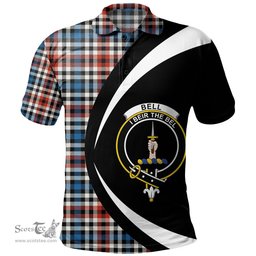 ScotsTee Shop Scottish Bell Border (Bell Southern Bell) Ancient Clan Crest Personalized Tartan Polo Shirt Circle Style Back Shirt with Your Text