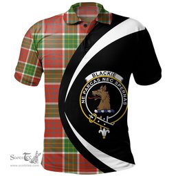 ScotsTee Shop Scottish Blackie Ancient Clan Crest Personalized Tartan Polo Shirt Circle Style Back Shirt with Your Text