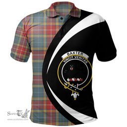 ScotsTee Shop Scottish Baxter of Balgavies Weathered Clan Crest Personalized Tartan Polo Shirt Circle Style Back Shirt with Your Text