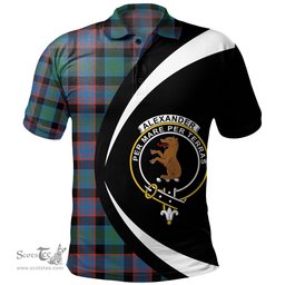 ScotsTee Shop Scottish Alexander Hunting Ancient Clan Crest Personalized Tartan Polo Shirt Circle Style Back Shirt with Your Text