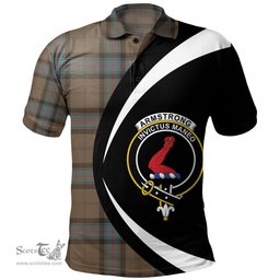 ScotsTee Shop Scottish Armstrong Weathered Clan Crest Personalized Tartan Polo Shirt Circle Style Back Shirt with Your Text