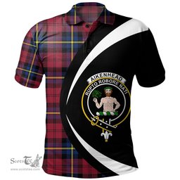 ScotsTee Shop Scottish Aitken Modern Clan Crest Personalized Tartan Polo Shirt Circle Style Back Shirt with Your Text