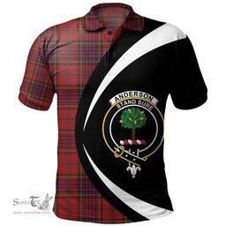 ScotsTee Shop Scottish Anderson of Kinneddar Red Modern Clan Crest Personalized Tartan Polo Shirt Circle Style Back Shirt with Your Text