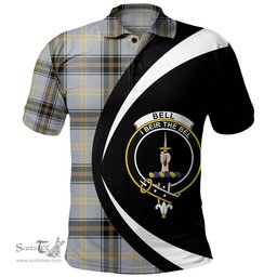 ScotsTee Shop Scottish Bell of the Borders Ancient Clan Crest Personalized Tartan Polo Shirt Circle Style Back Shirt with Your Text