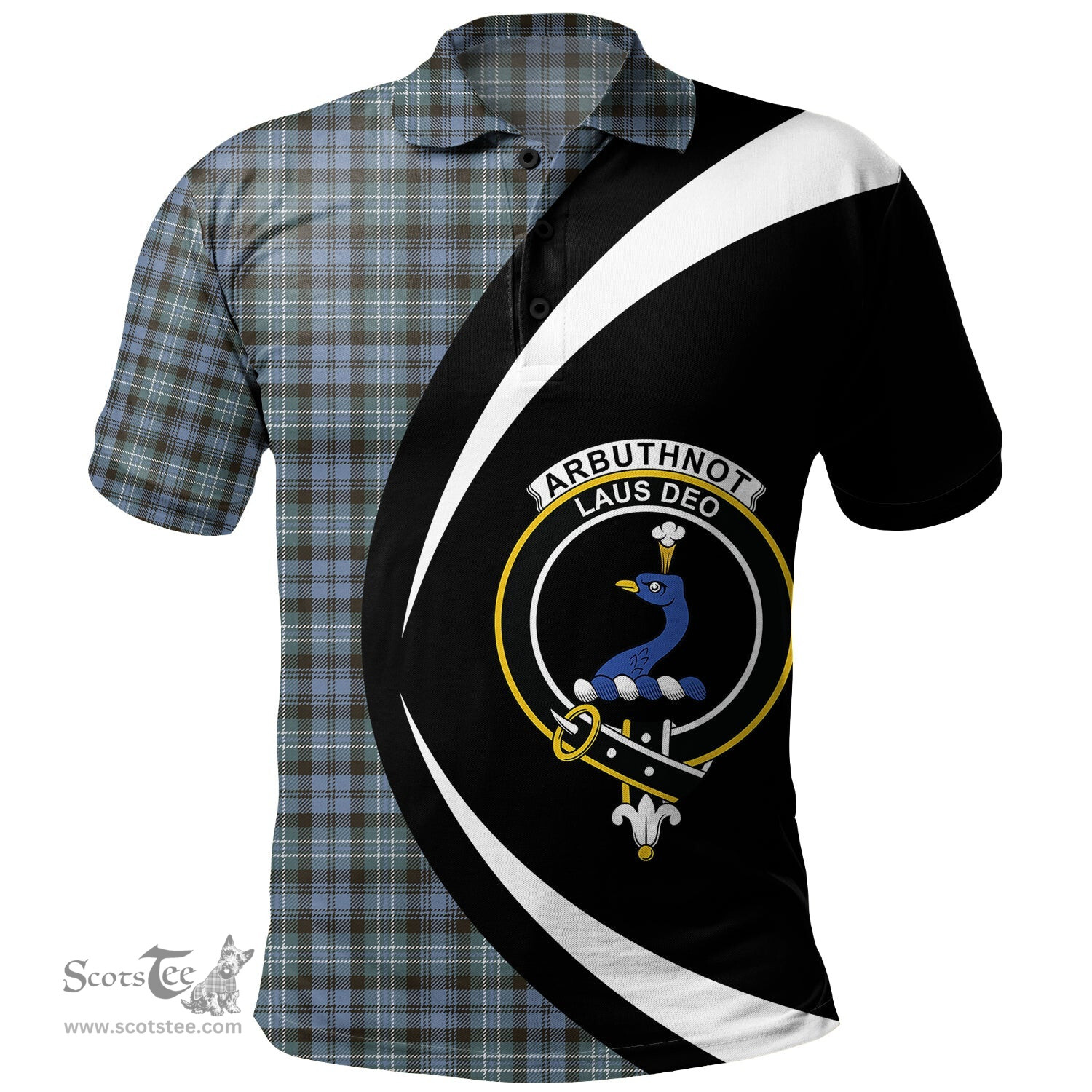 ScotsTee Shop Scottish Arbuthnot Weathered Clan Crest Personalized Tartan Polo Shirt Circle Style Back Shirt with Your Text